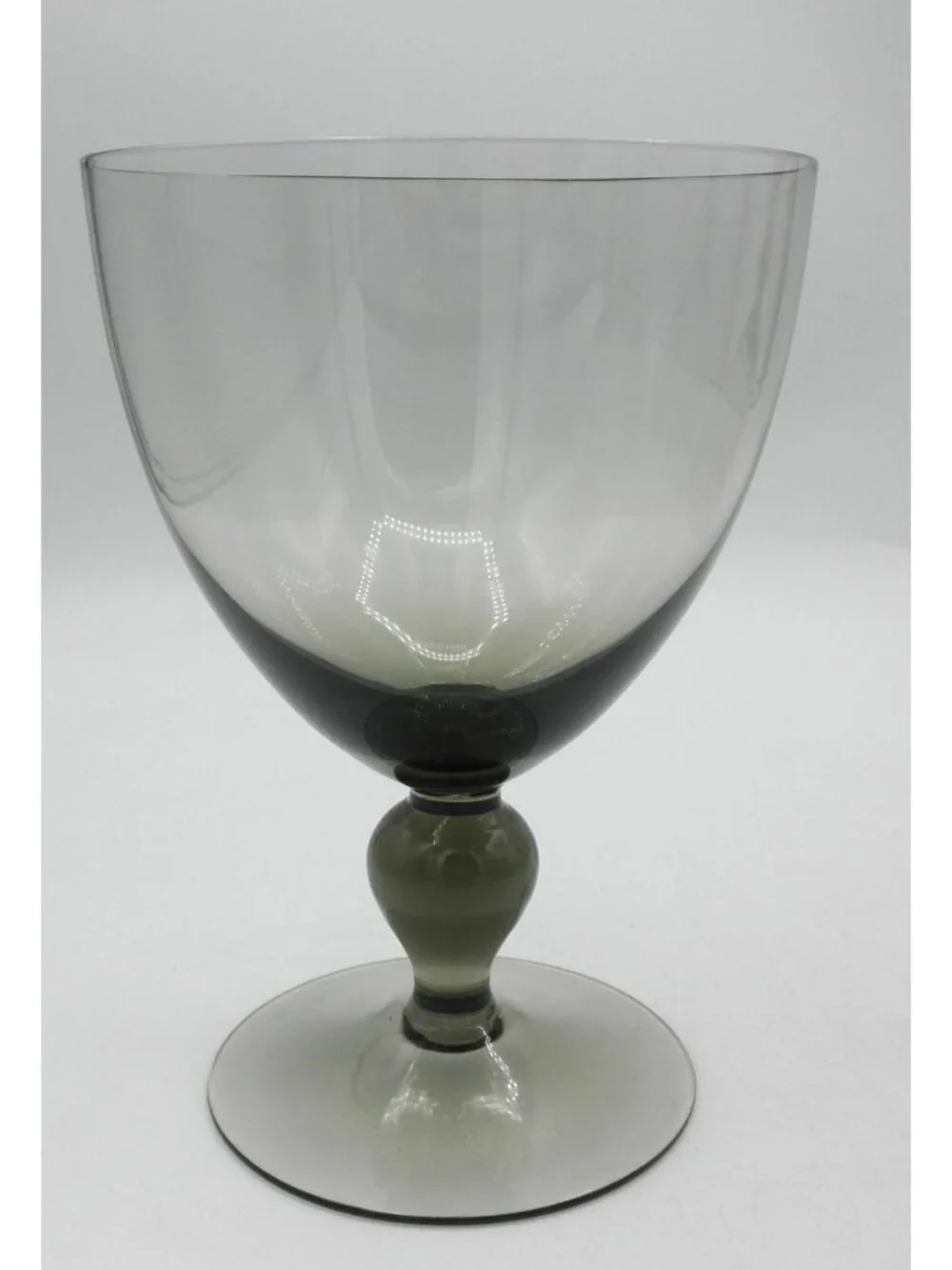 Hand Blown Mexican Crystal Smoky Olive Green Water Goblets Set of 4 UNKUNK180
